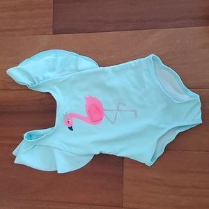 Adorable Carter's Flamingo Blue 1-Piece Swimsuit w/ Ruffle Sleeves Size 9 months